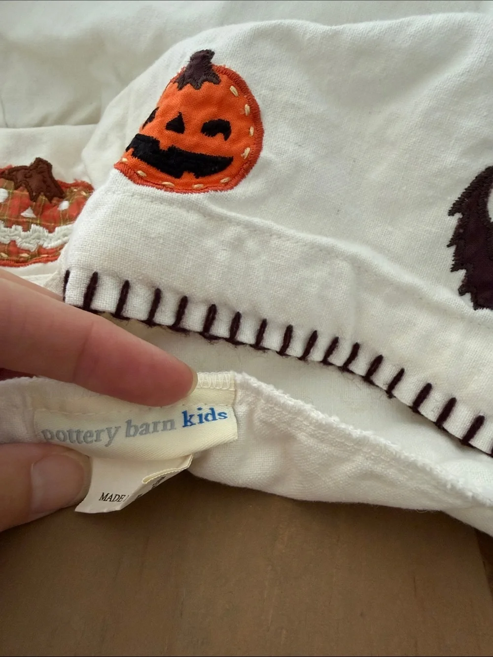 Pottery Barn Kids White Halloween Pumpkin Basket Liner